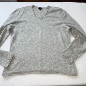 Prive 100% Cashmere Gray‎ Knit Long Sleeve V-Neck Pullover Sweater large